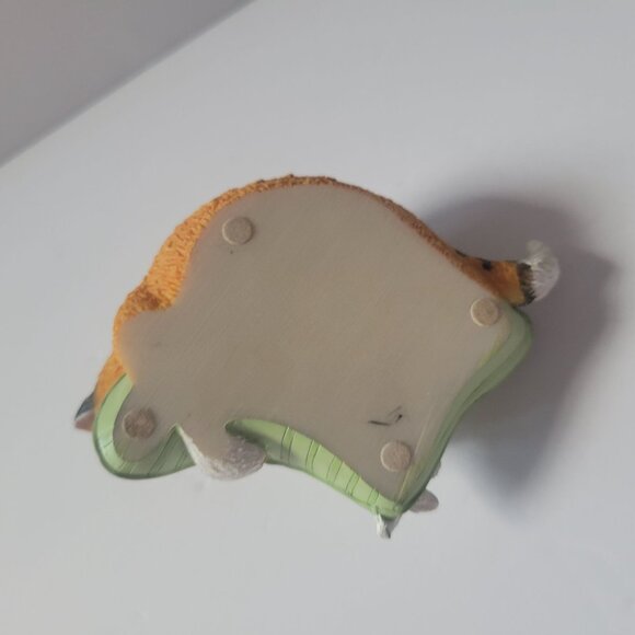 Hand-Painted Calico Cat Figurine Lounging On Green Pillow - Picture 4 of 5